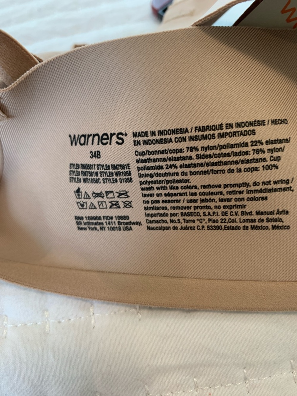 Warners Blissful Benefits Wireless T-Shirt Bra Nude Tan Side smoothing 34B - Picture 5 of 5